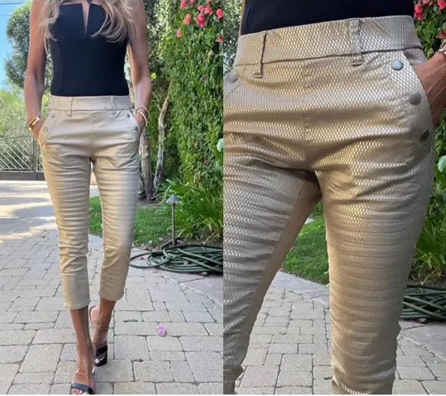 Dafna Capri Button Gold Checkered