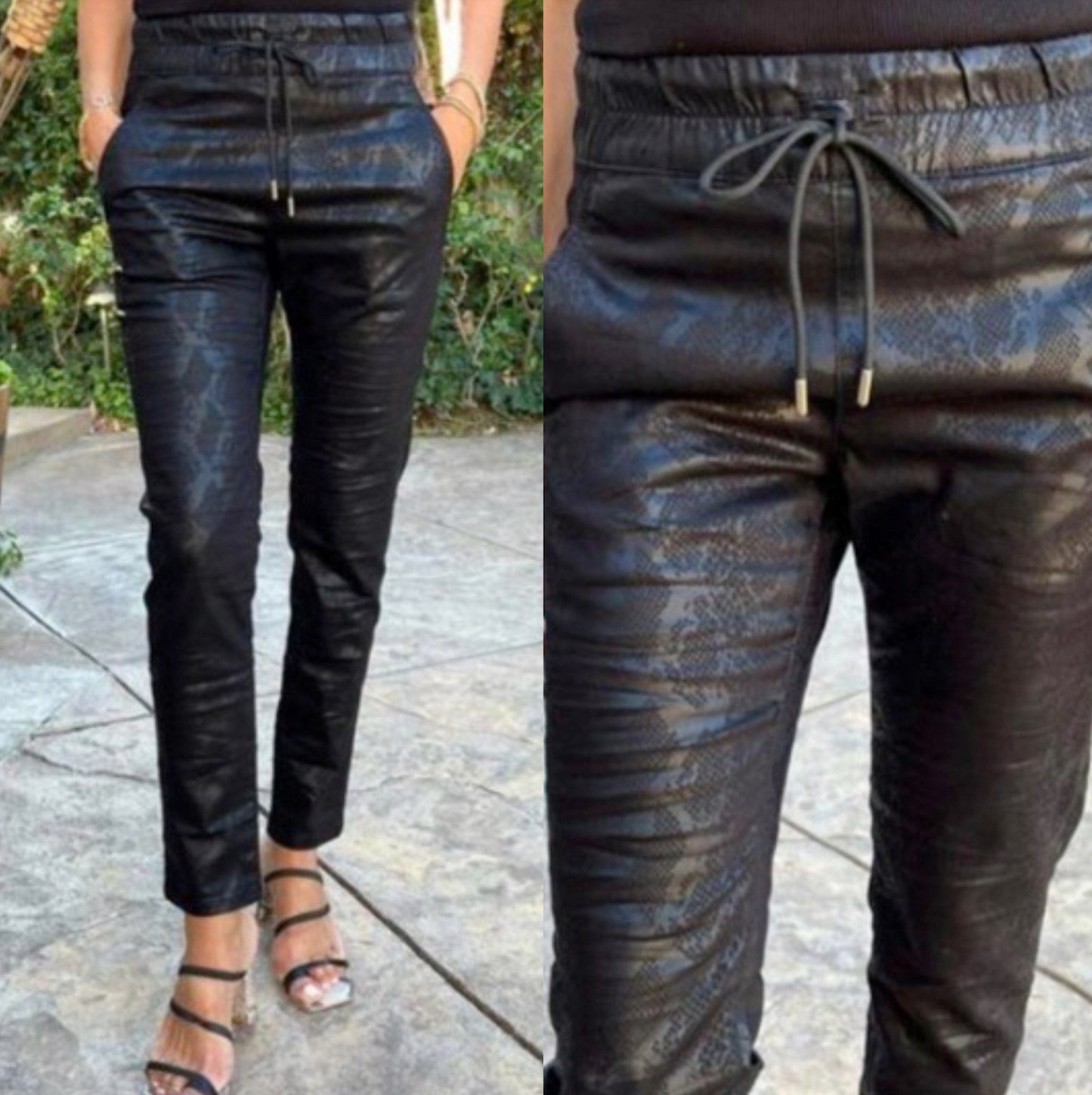 Shely Black Satin Feel Python