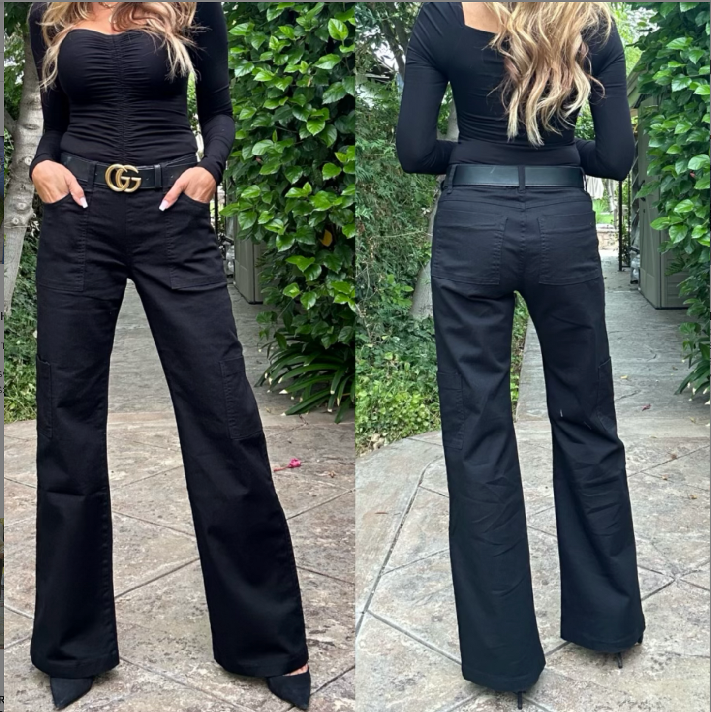 Rose Cargo Black Denim