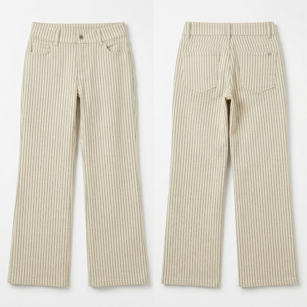 Sarah Beige Blue Stripe