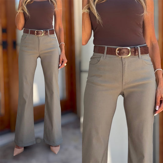 Amy Light Olive Stripe