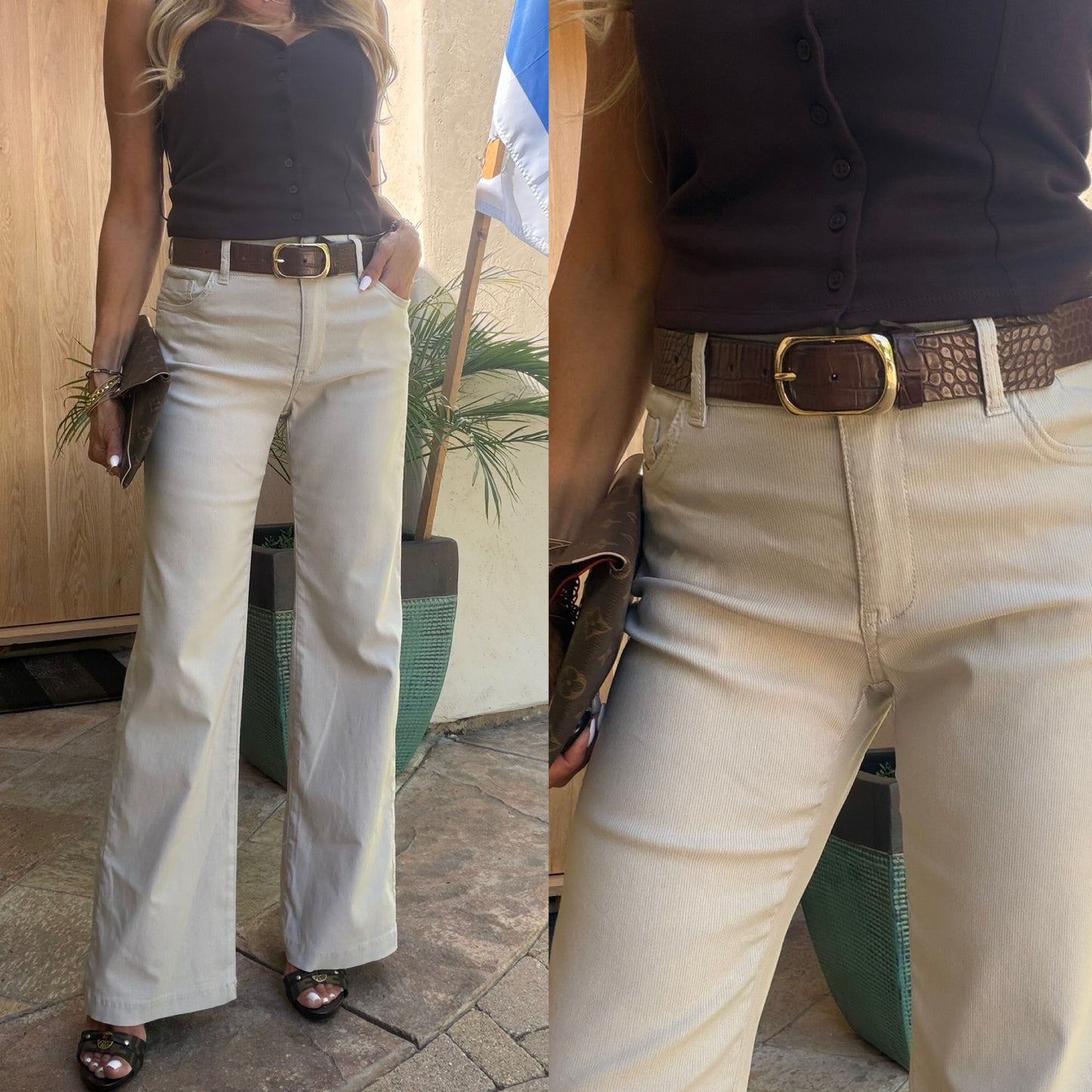Amy Beige Stripe