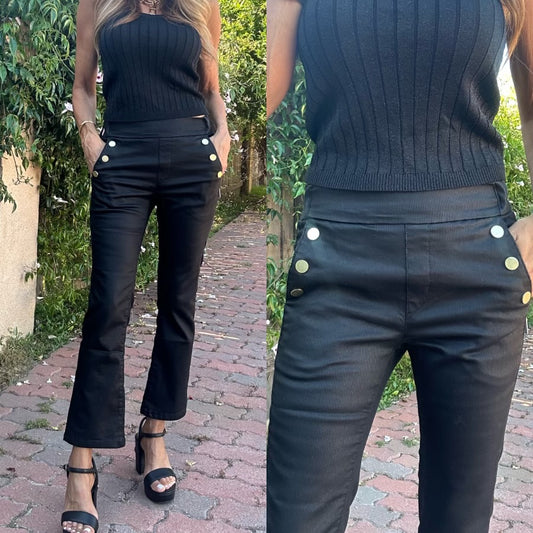 Sofia Cropped Black Stripe