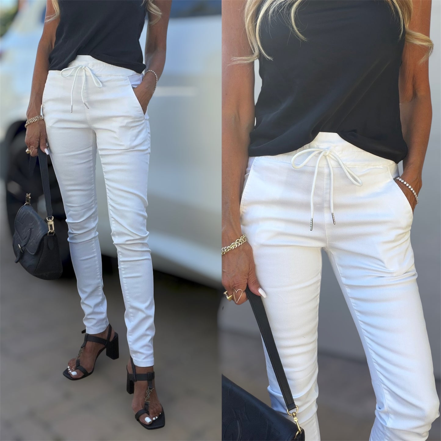 Shely White Stripe